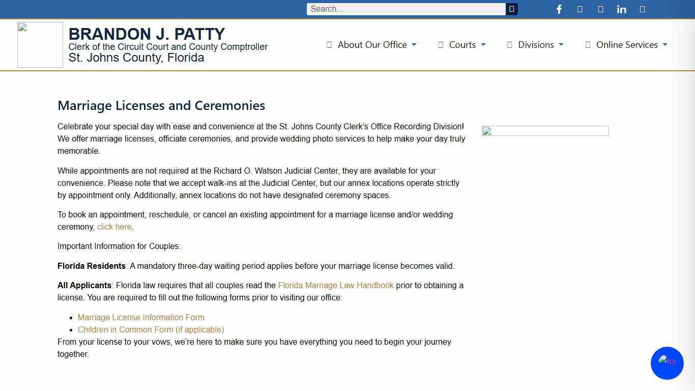 Marriage Licenses and Ceremonies - St. Johns County Clerk of the Circuit Court and County Comptroller