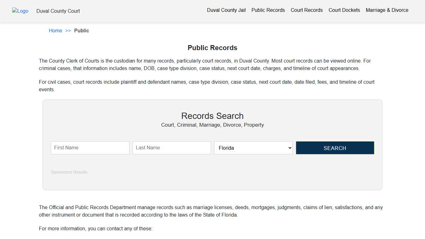 Public Records | Duval FL County Court
